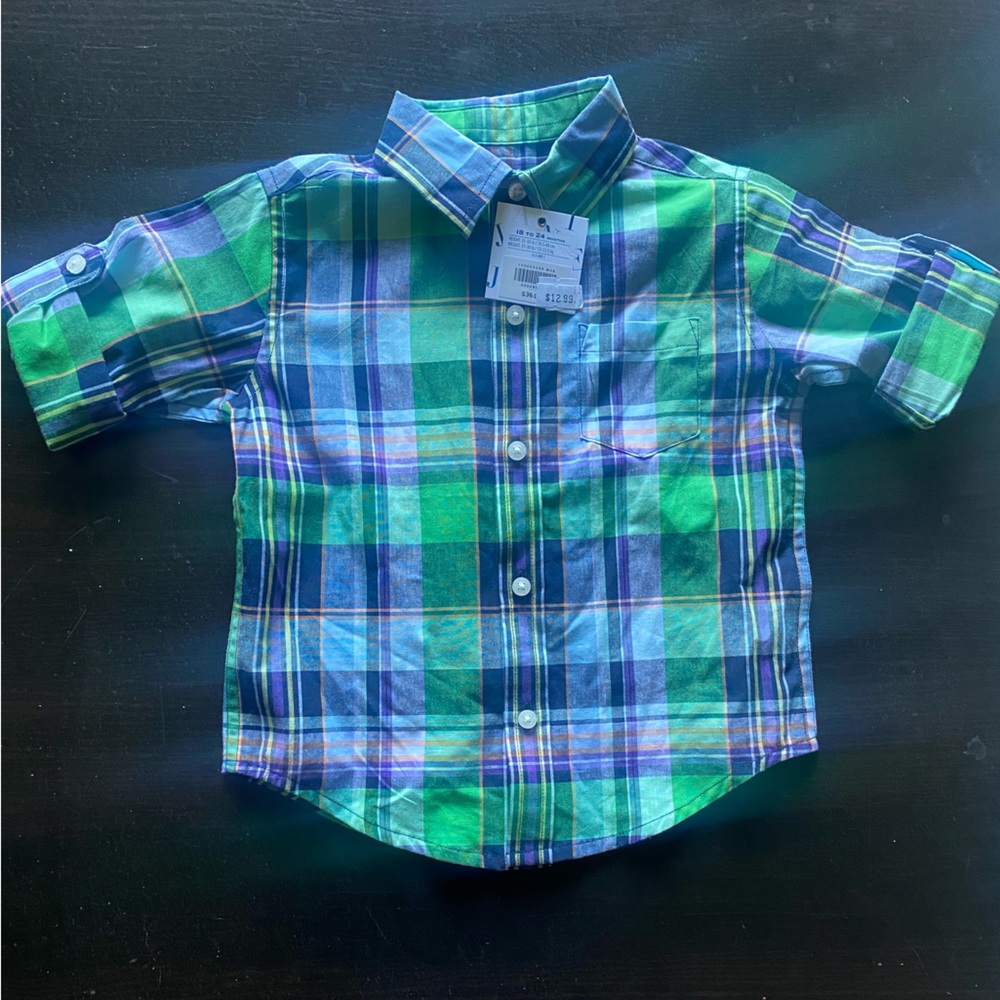 Janie and Jack boys plaid shirt nwt size 18-24 months button down
